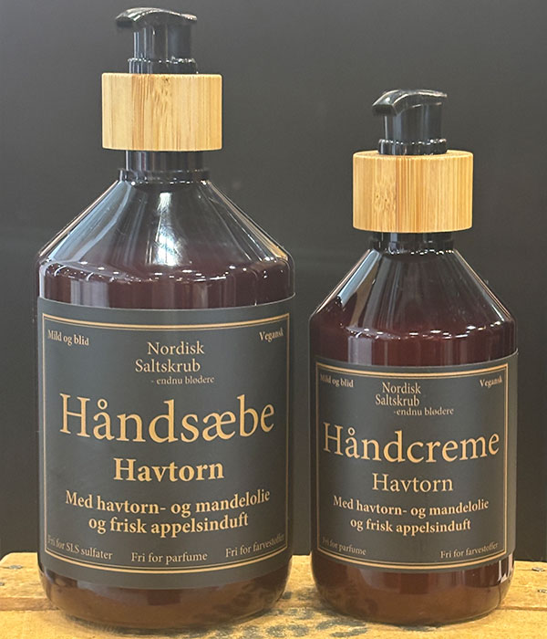 Gavepakke, Håndsæbe og håndcreme Havtorn, med duft af appelsin